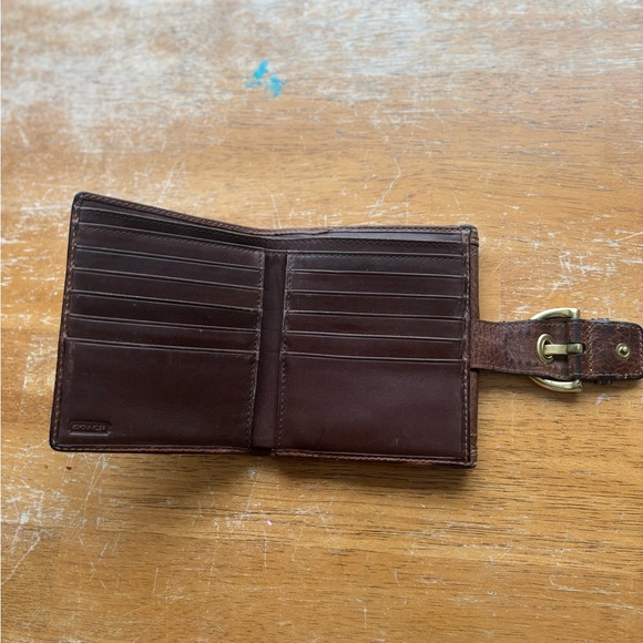Coach Vintage Brown Leather Wallet with Buckle, Y2K Coach - Picture 8 of 12
